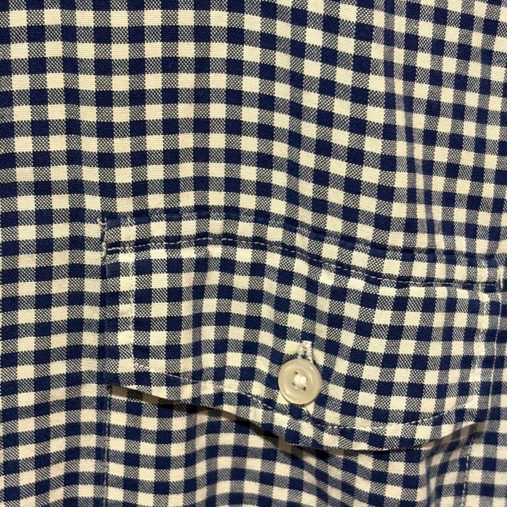 J.Crew Mens Slim M Gingham Oxford Shirt Navy White Long sleeve button down shirt - Picture 4 of 8